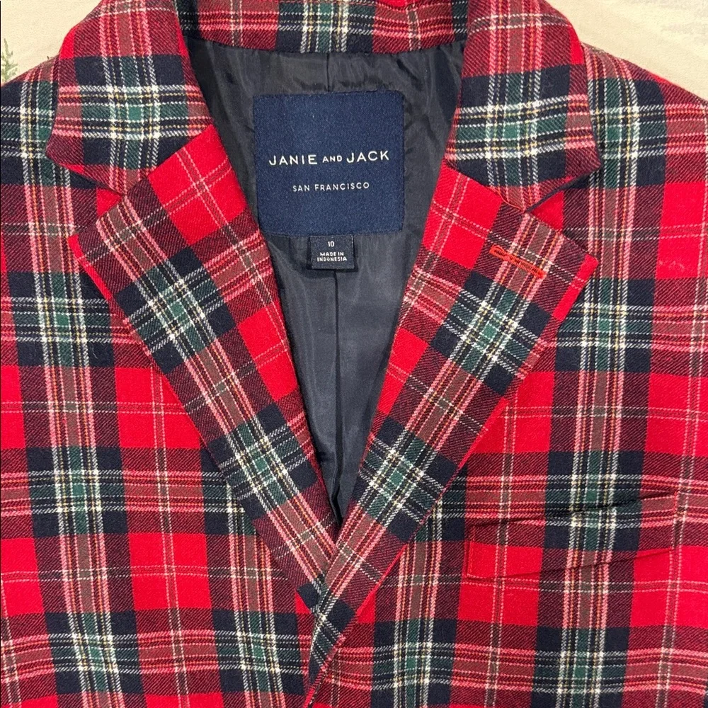 Janie and Jack Classic Red and Black Plaid Blazer